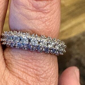 Classic Silver Triple Row Cubic Zirconia Women's Ring